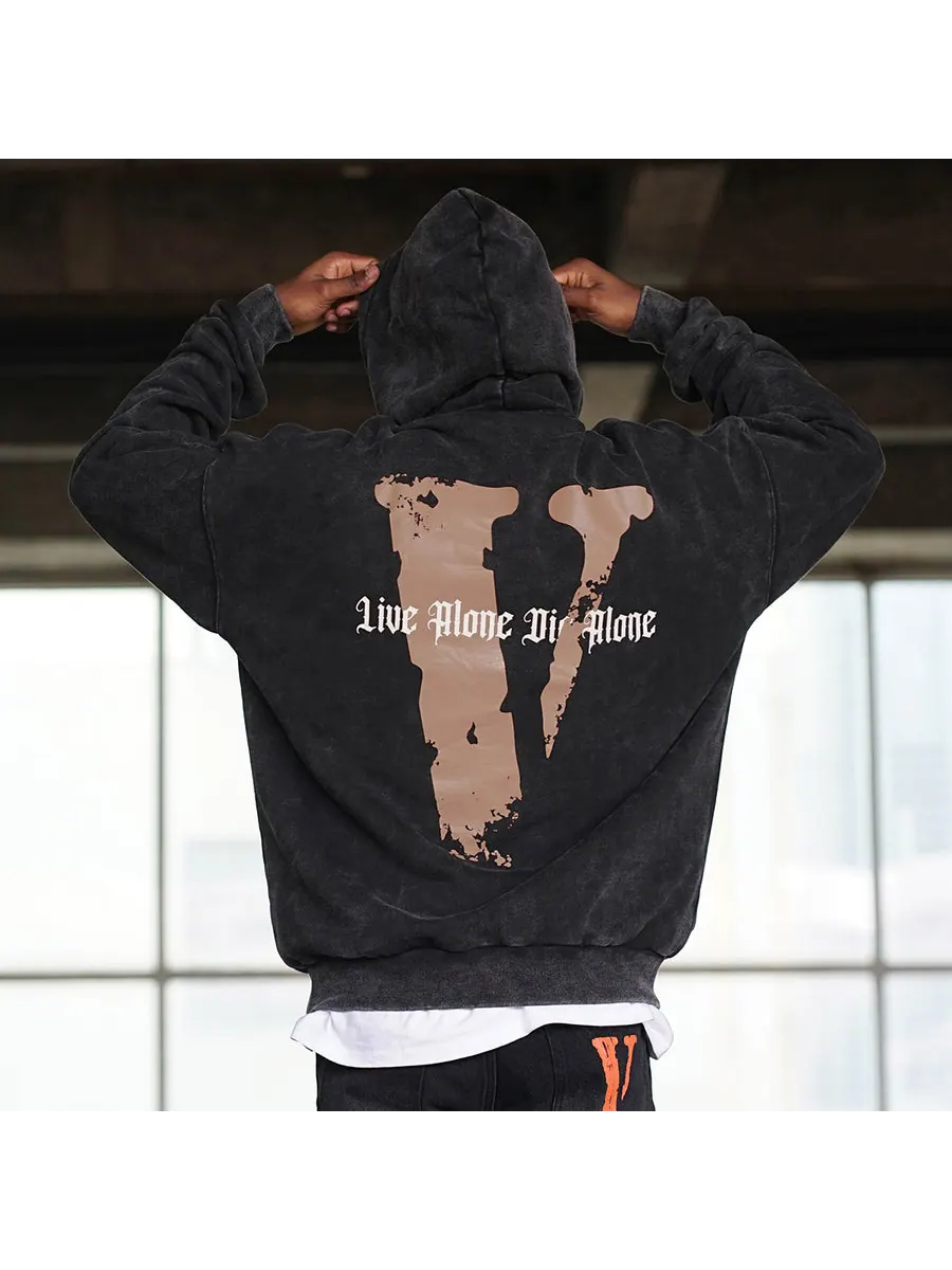 Кроссовки VLONE Live Alone Die Alone Hoodie 'Black Brown' — изображение 4 из 7, черный