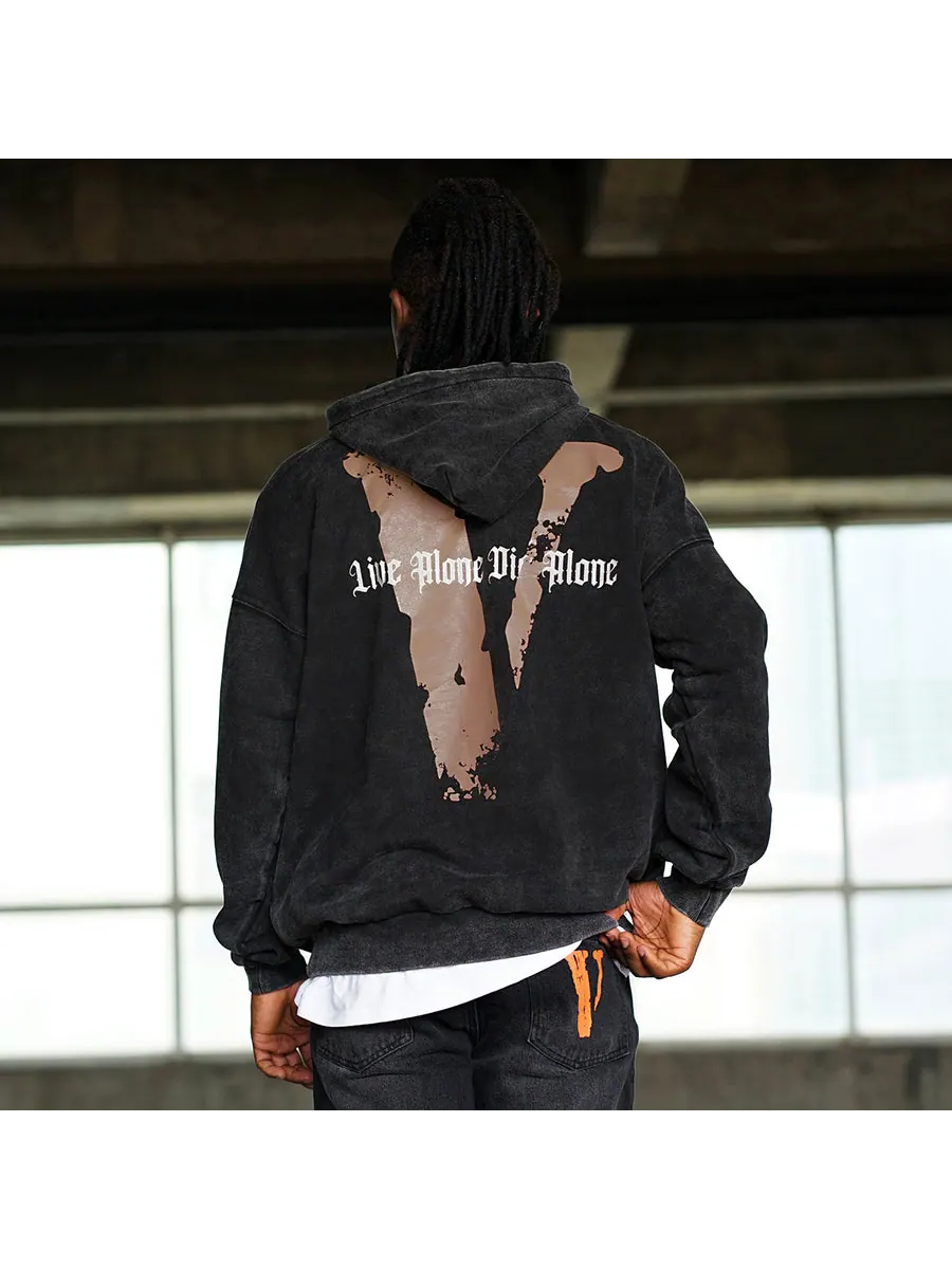 Кроссовки VLONE Live Alone Die Alone Hoodie 'Black Brown' — изображение 7 из 7, черный