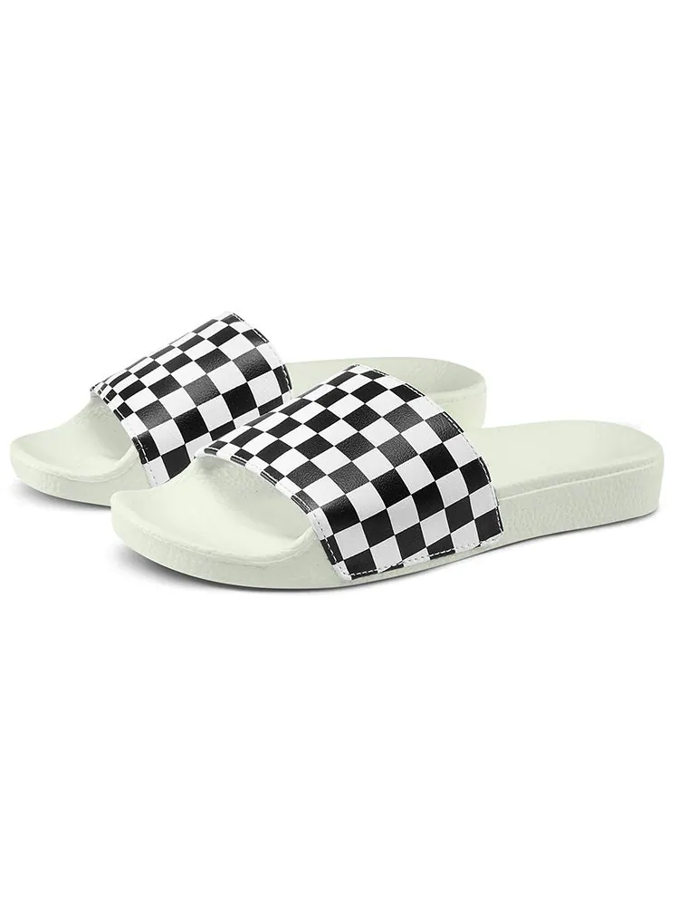 Шлепанцы (WMNS) Vans Slide-On 'Checkerboard - White Black' — изображение 2 из 5, белый