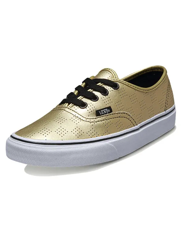 Кроссовки authentic 'gold checker' Vans — изображение 2 из 4, золотистый/белый