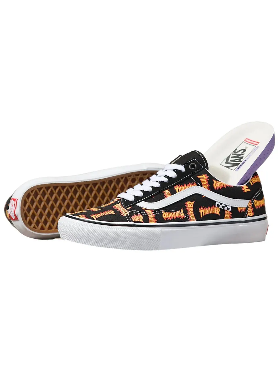 Кеды Vans Thrasher x Skate Old Skool 'Allover Thrasher Flame Logo' — изображение 3 из 5, черный