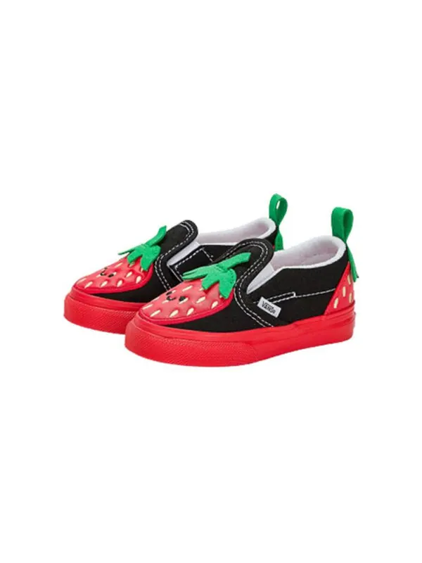 Кроссовки slip-on velcro 'black red' Vans — изображение 2 из 4, черный/красный