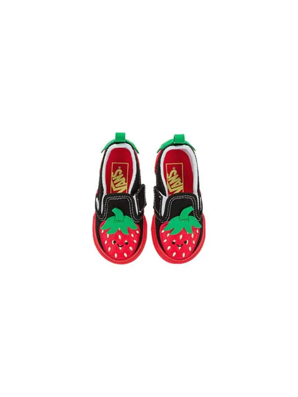 Кроссовки slip-on velcro 'black red' Vans — изображение 3 из 4, черный/красный