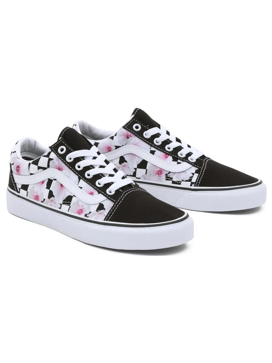 Кроссовки Vans Hibiscus Check Old Skool 'Black' — изображение 3 из 4, черный