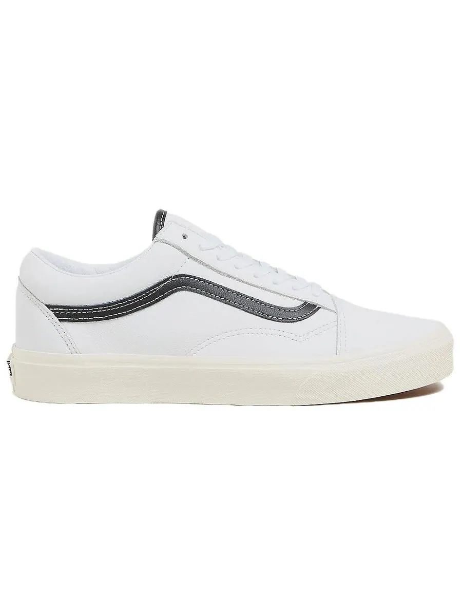 Кроссовки Vans Old Skool 'White Black Leather' — изображение 2 из 4, белый