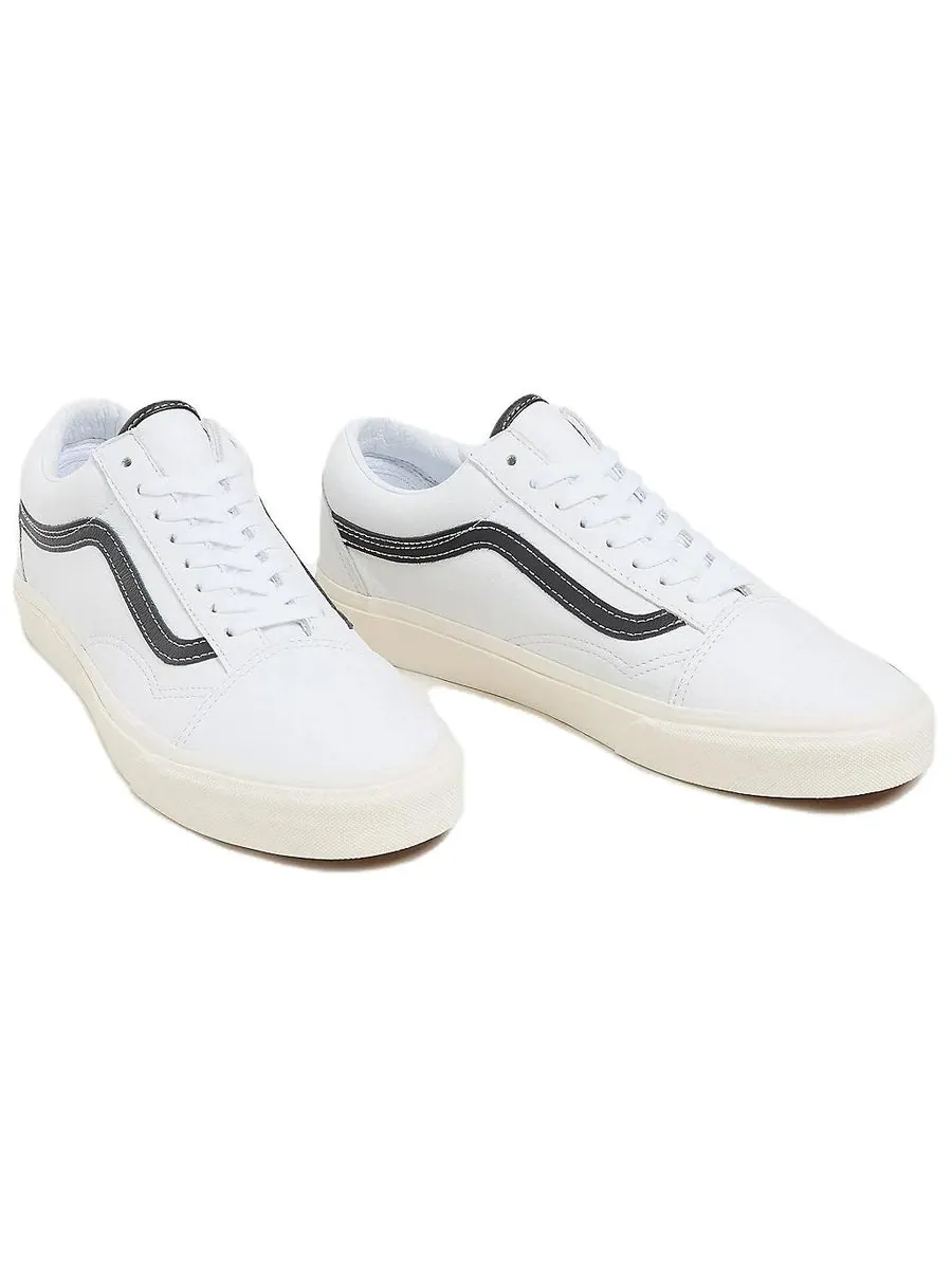 Кроссовки Vans Old Skool 'White Black Leather' — изображение 3 из 4, белый