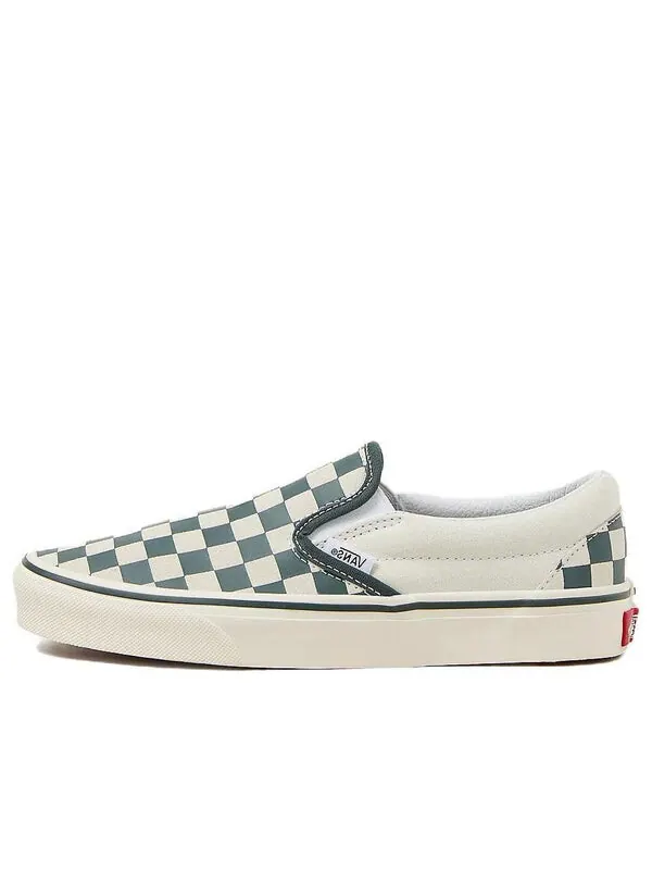 Кроссовки classic slip-on checkerboard shoes 'green white' Vans — изображение 1 из 4, зеленый/белый
