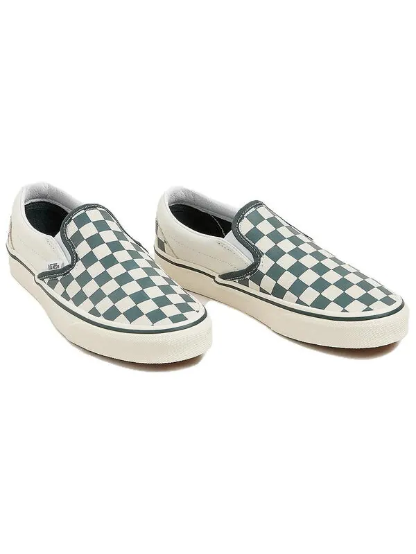 Кроссовки classic slip-on checkerboard shoes 'green white' Vans — изображение 3 из 4, зеленый/белый
