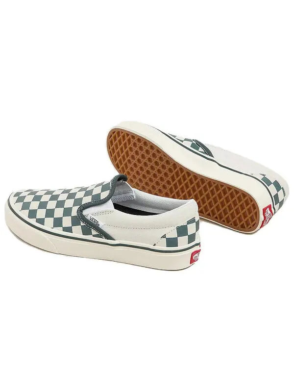 Кроссовки classic slip-on checkerboard shoes 'green white' Vans — изображение 4 из 4, зеленый/белый