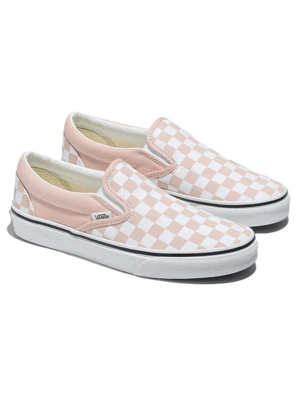 Кроссовки classic slip-on checkerboard 'pink' Vans — изображение 2 из 4, белый/розовый
