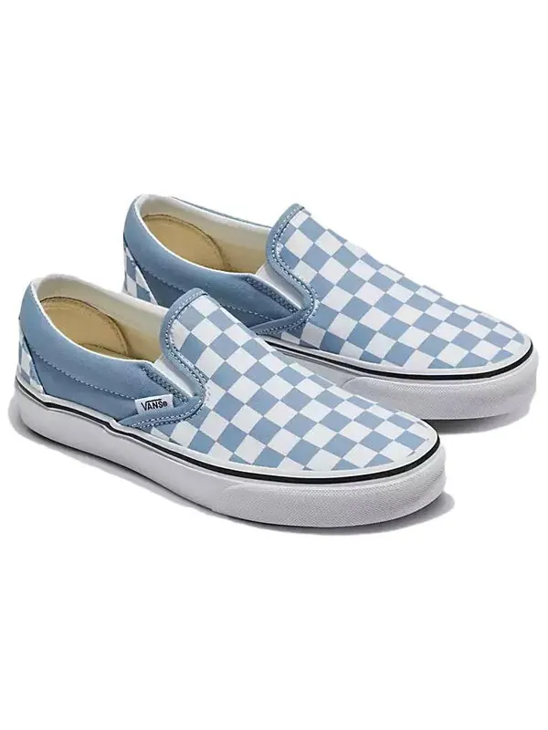 Кроссовки classic slip-on 'color theory checkerboard dusty blue' Vans — изображение 2 из 4, синий/белый