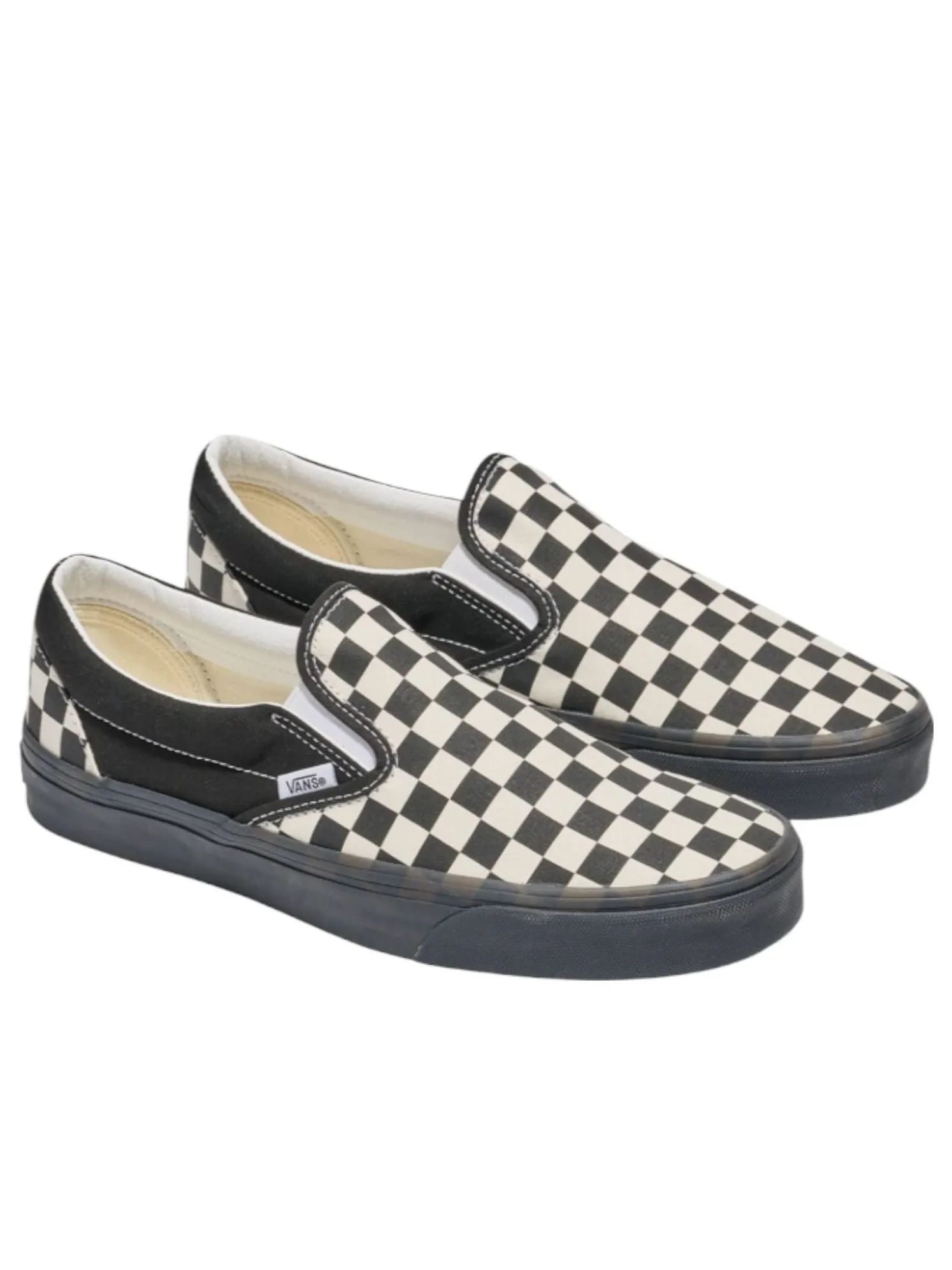 Кроссовки Vans Classic Slip-On Checkerboard 'Black White Black Midsole' — изображение 2 из 3, черный