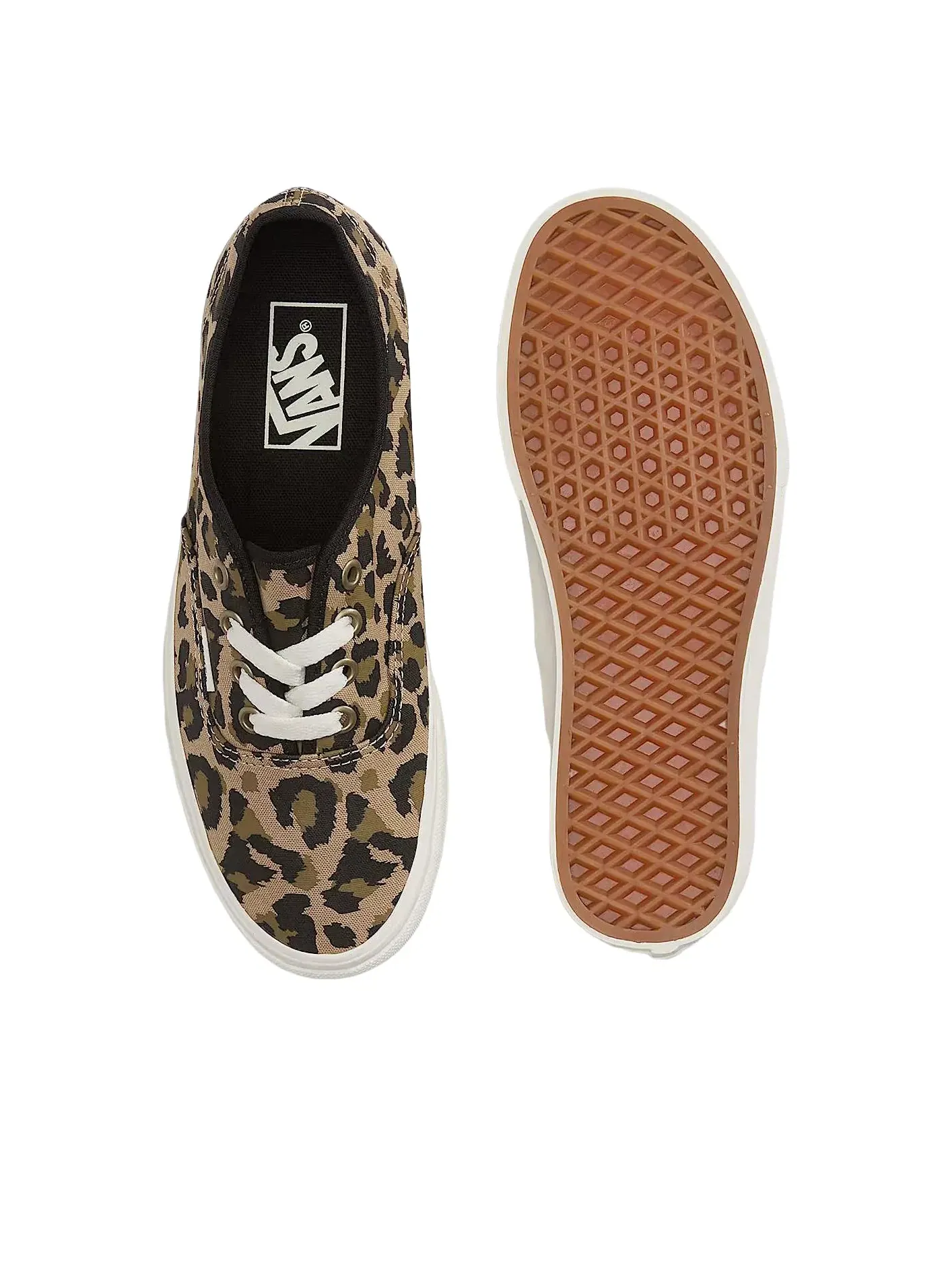 Мужские кеды на шнуровке с принтом леопарда Vans Authentic — изображение 4 из 4, бежевый