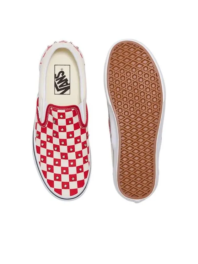 Кроссовки Vans Classic Slip-On Checkerboard 'Racing Red White' — изображение 2 из 3, красный