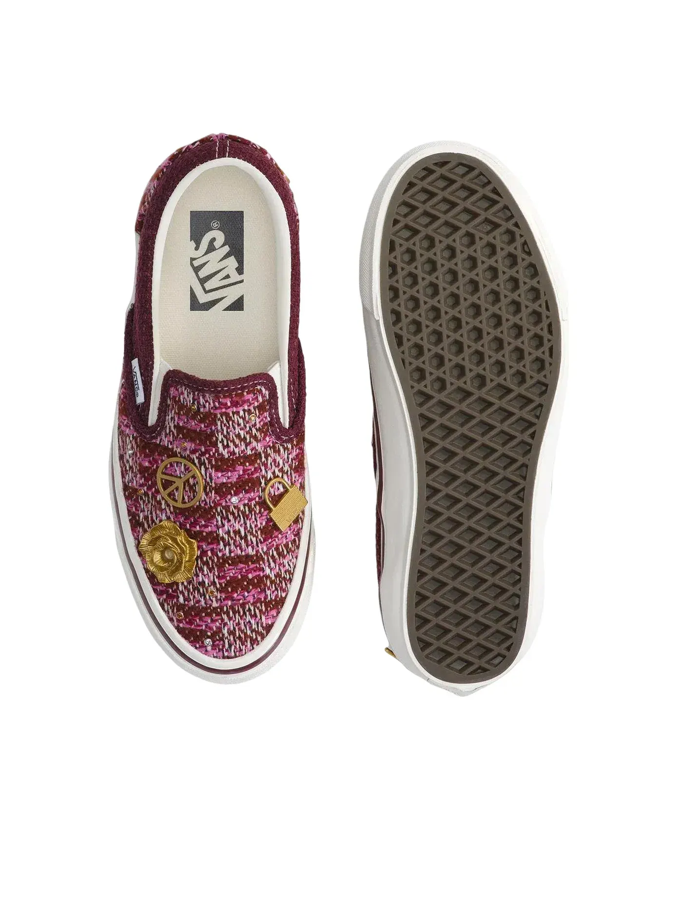 Мужские кеды slip-on с принтом Vans Brown Pink — изображение 4 из 4, розовый