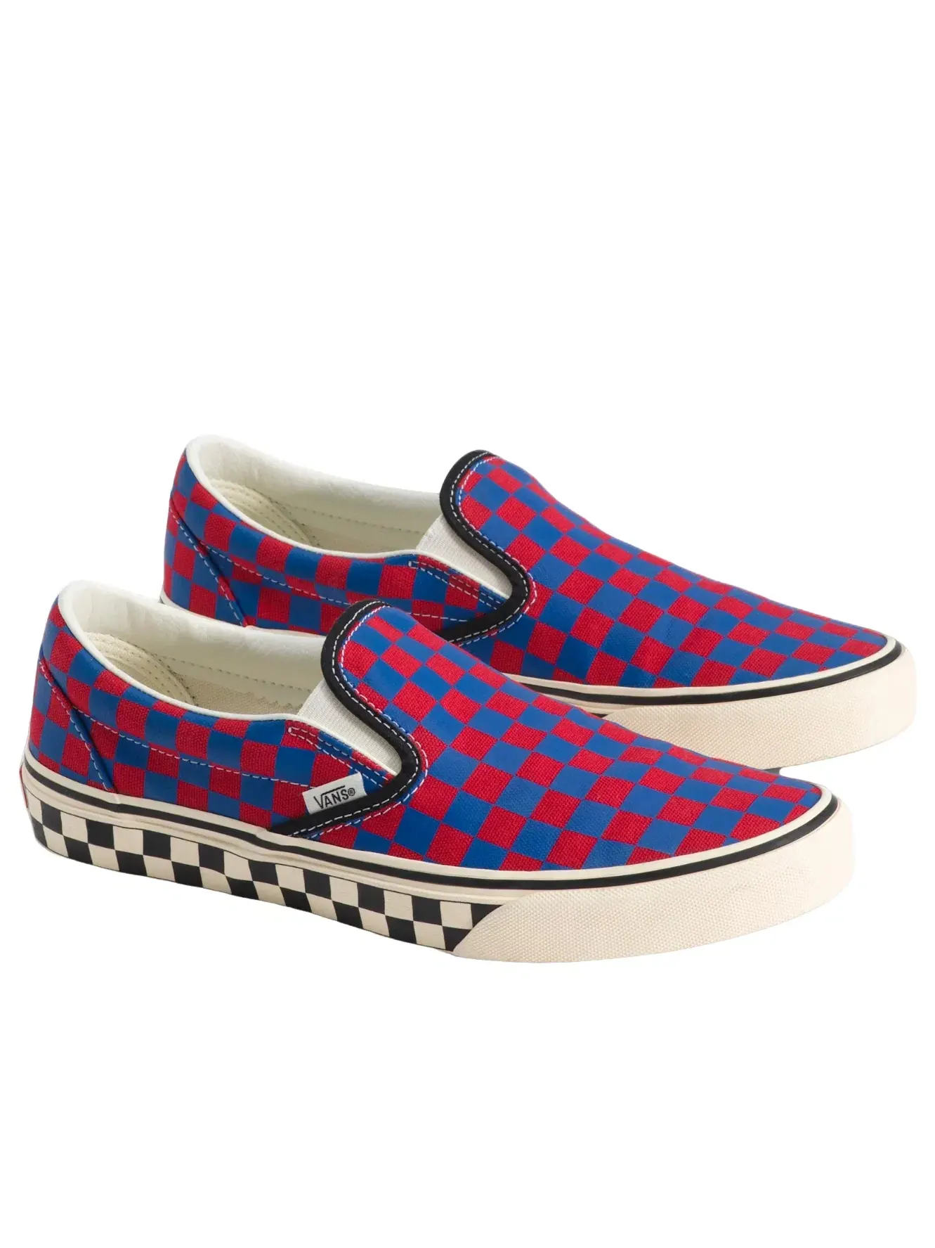 Мужские кеды с принтом Vans Classic Slip-On Checkerboard Red Blue — изображение 2 из 4, красный