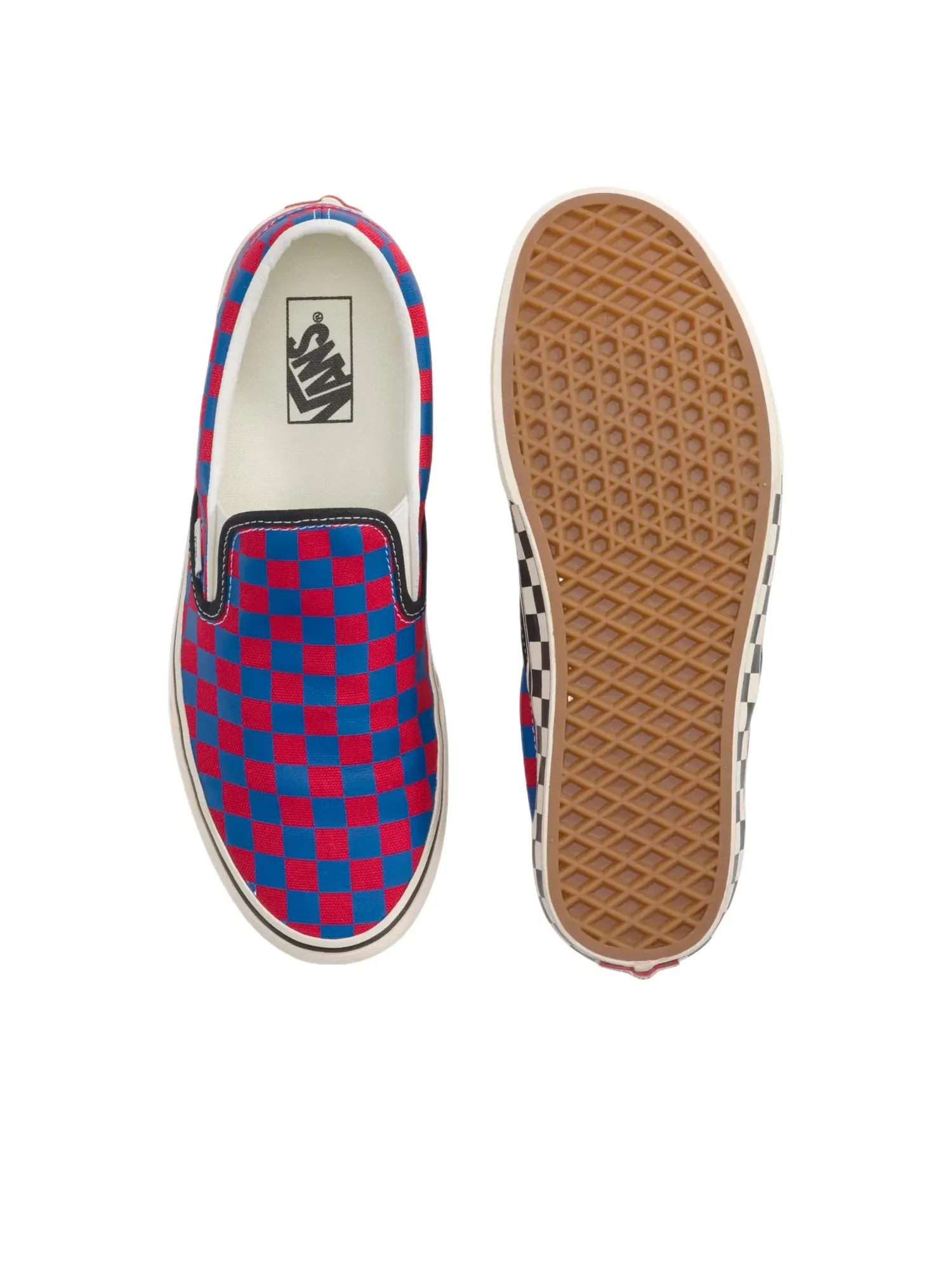 Мужские кеды с принтом Vans Classic Slip-On Checkerboard Red Blue — изображение 4 из 4, красный
