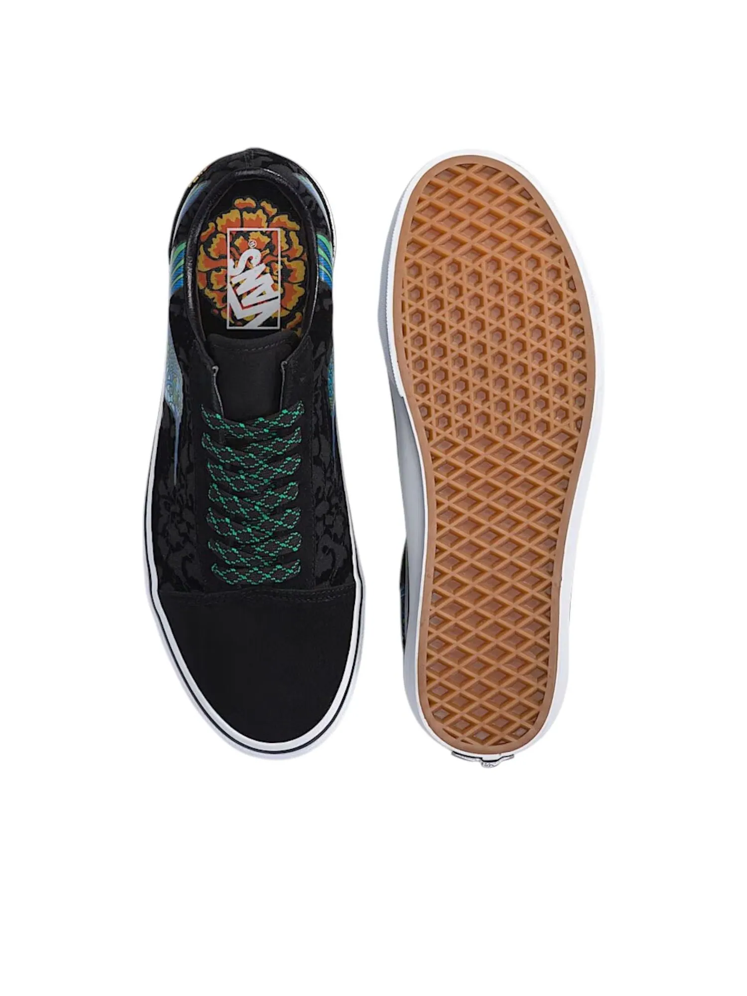 Vans Old Skool Dia de los Muertos 'Black Blue Green' — изображение 3 из 5, черный/синий/зеленый