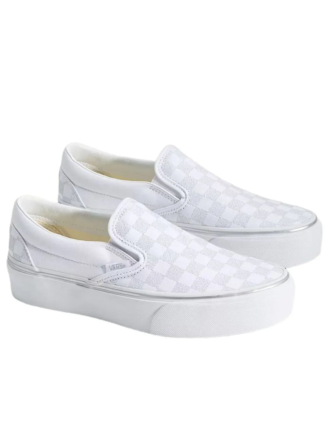 Vans Classic Slip-On Platform Checkerboard 'Silver Grey' — изображение 2 из 4, серебристый/серый