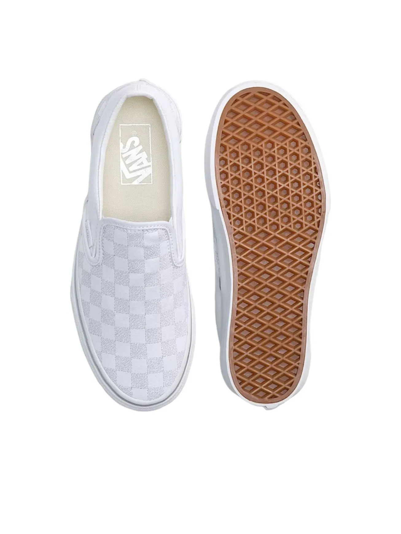 Vans Classic Slip-On Platform Checkerboard 'Silver Grey' — изображение 3 из 4, серебристый/серый