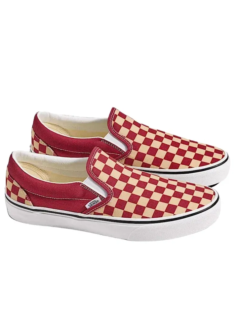 Мужские кеды Slip-On с принтом Vans Burgundy Red Gold — изображение 2 из 4, красный