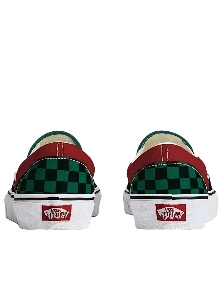 Мужские кеды-слипоны с клетчатым принтом Vans Classic Slip-On Checkerboard — изображение 3 из 4, зеленый