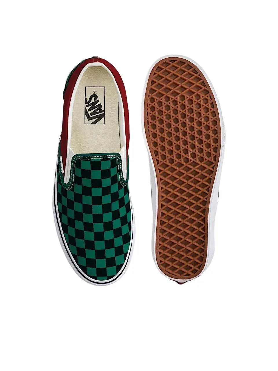 Мужские кеды-слипоны с клетчатым принтом Vans Classic Slip-On Checkerboard — изображение 4 из 4, зеленый