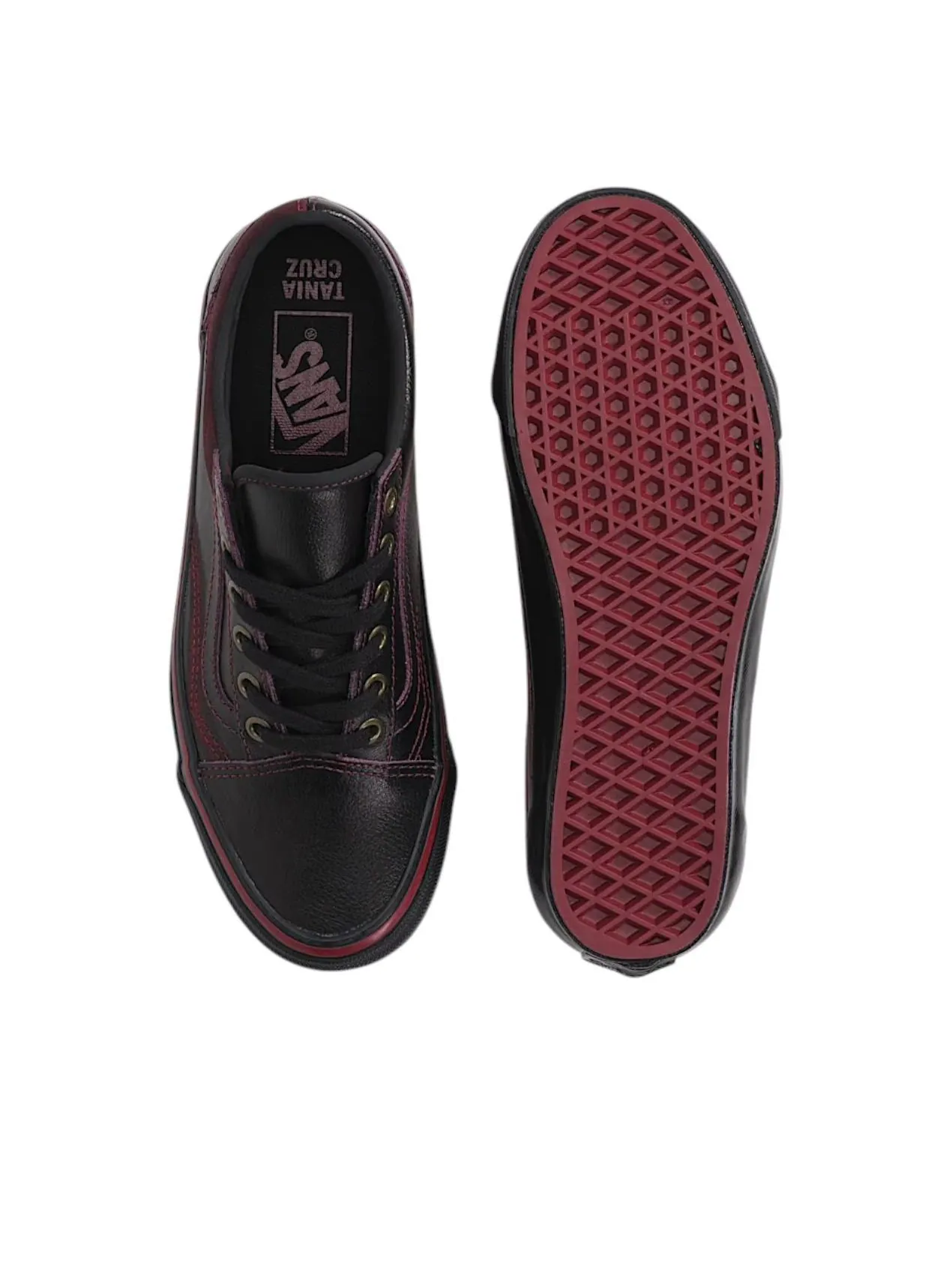 Кроссовки Vans x Tania Cruz Old Skool Premium 'Dark Red Rub-Away' — изображение 3 из 5, черный