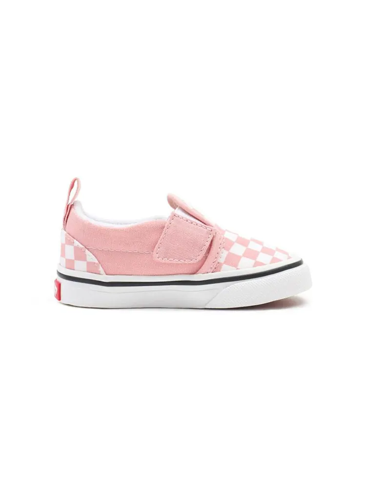 (TD) Vans Slip-On Velcro 'Powder Pink Checkerboard' — изображение 2 из 4, розовый/синий