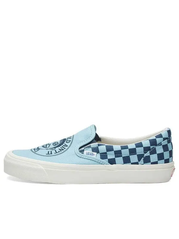 Кроссовки john van hamersveld x og classic slip-on 'stratosphere checkerboard' Vans — изображение 1 из 4, синий/белый