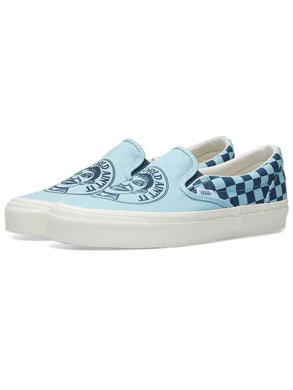 Кроссовки john van hamersveld x og classic slip-on 'stratosphere checkerboard' Vans — изображение 2 из 4, синий/белый