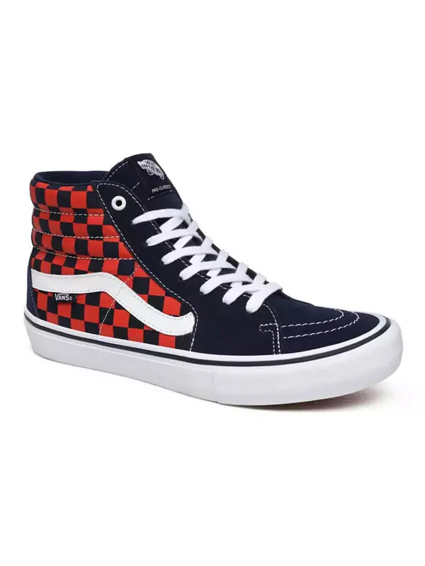 Кроссовки sk8-hi pro 'checkerboard - navy orange' Vans — изображение 4 из 4, синий/красный