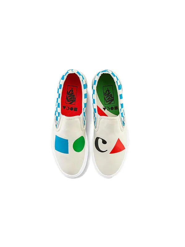 Кроссовки moca x classic slip-on 'checkerboard - cyan' Vans — изображение 3 из 4, белый