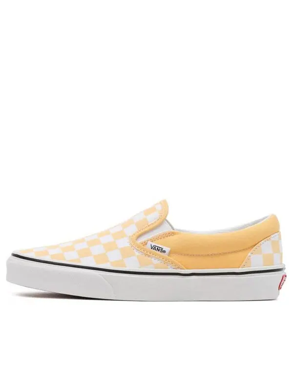 Кроссовки checkerboard classic slip-on low-top sneakers white/yellow Vans — изображение 1 из 4, белый/желтый