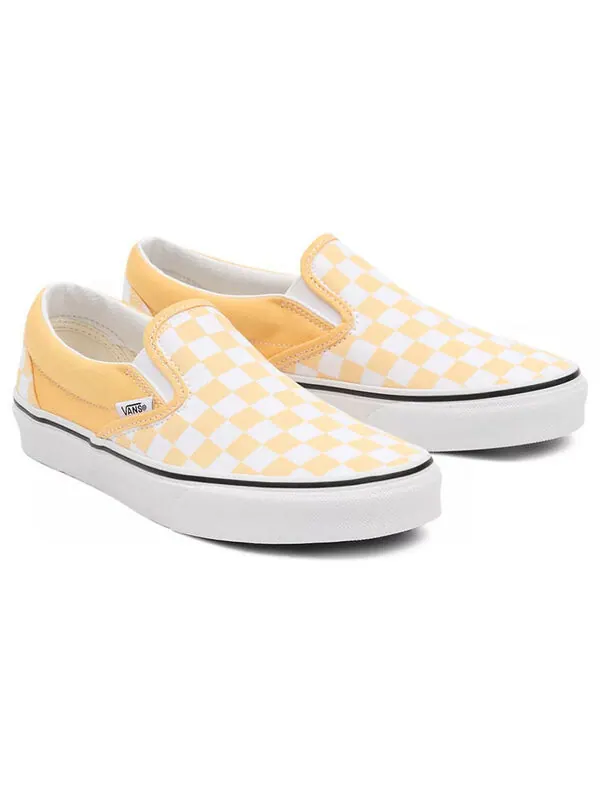 Кроссовки checkerboard classic slip-on low-top sneakers white/yellow Vans — изображение 3 из 4, белый/желтый
