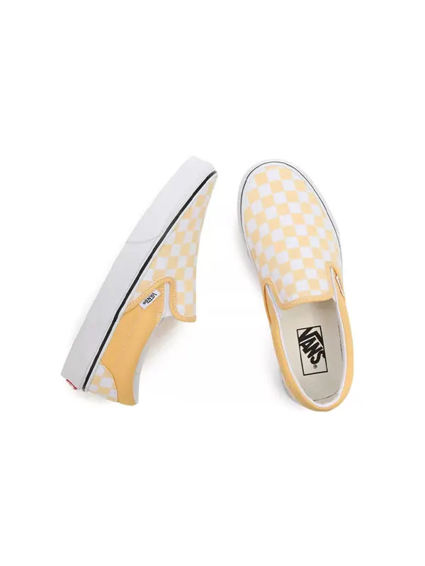Кроссовки checkerboard classic slip-on low-top sneakers white/yellow Vans — изображение 4 из 4, белый/желтый