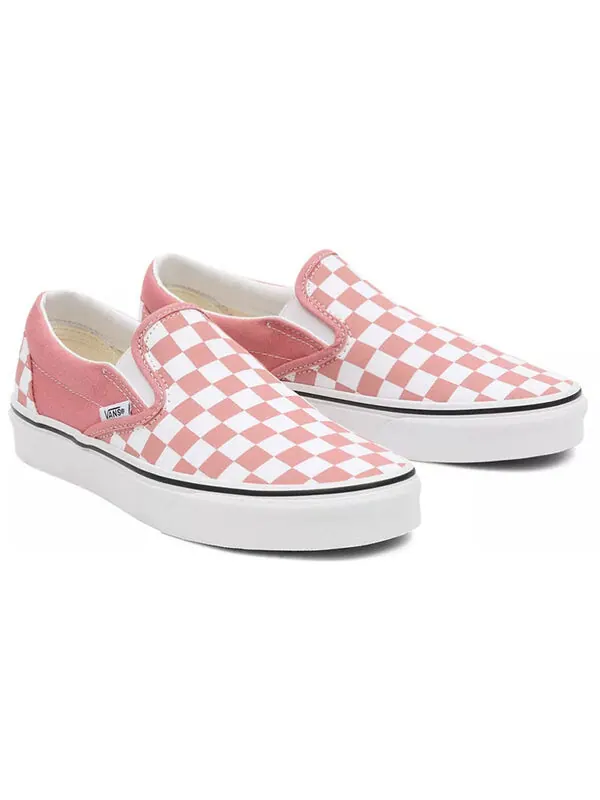 Кроссовки checkerboard classic slip-on low-top sneakers pink/white Vans — изображение 3 из 4, розовый/синий