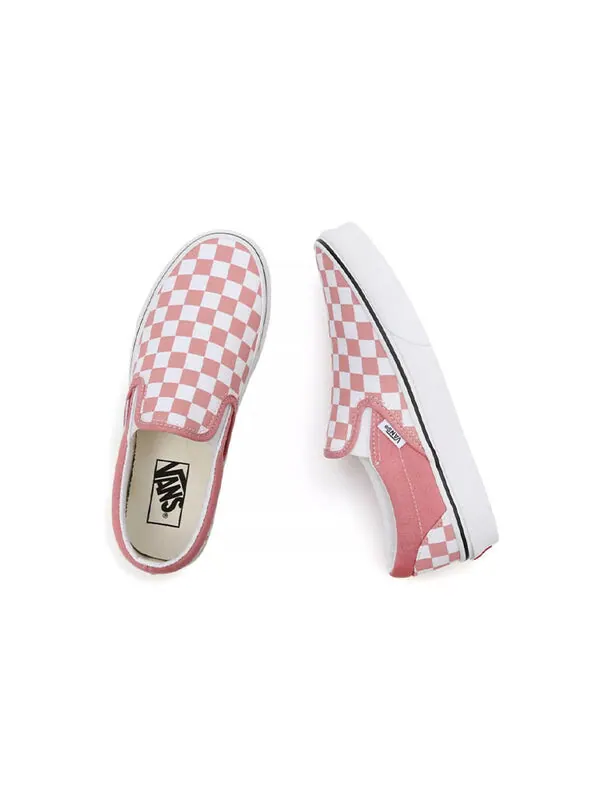 Кроссовки checkerboard classic slip-on low-top sneakers pink/white Vans — изображение 4 из 4, розовый/синий