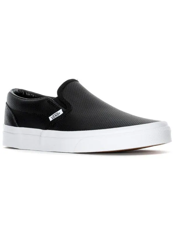 Кроссовки slip-on perforated leather 'black' Vans — изображение 3 из 4, черный