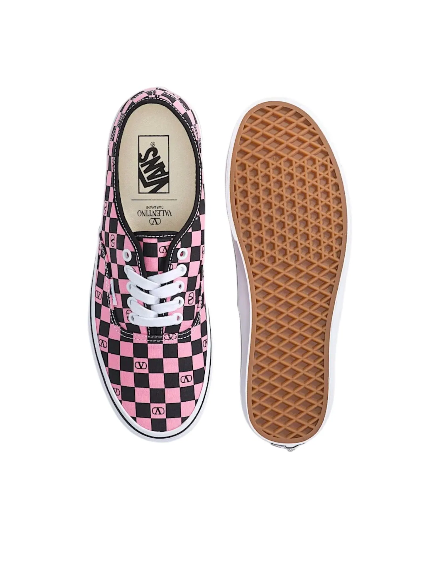Кроссовки Vans x Valentino Authentic Garavani 'Checkerboard Pink' — изображение 3 из 5, розовый