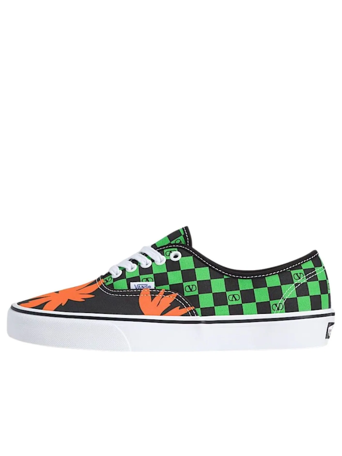Vans x Valentino Garavani Authentic 'Checkerboard Tropical Leaves' — изображение 1 из 5, зеленый/оранжевый