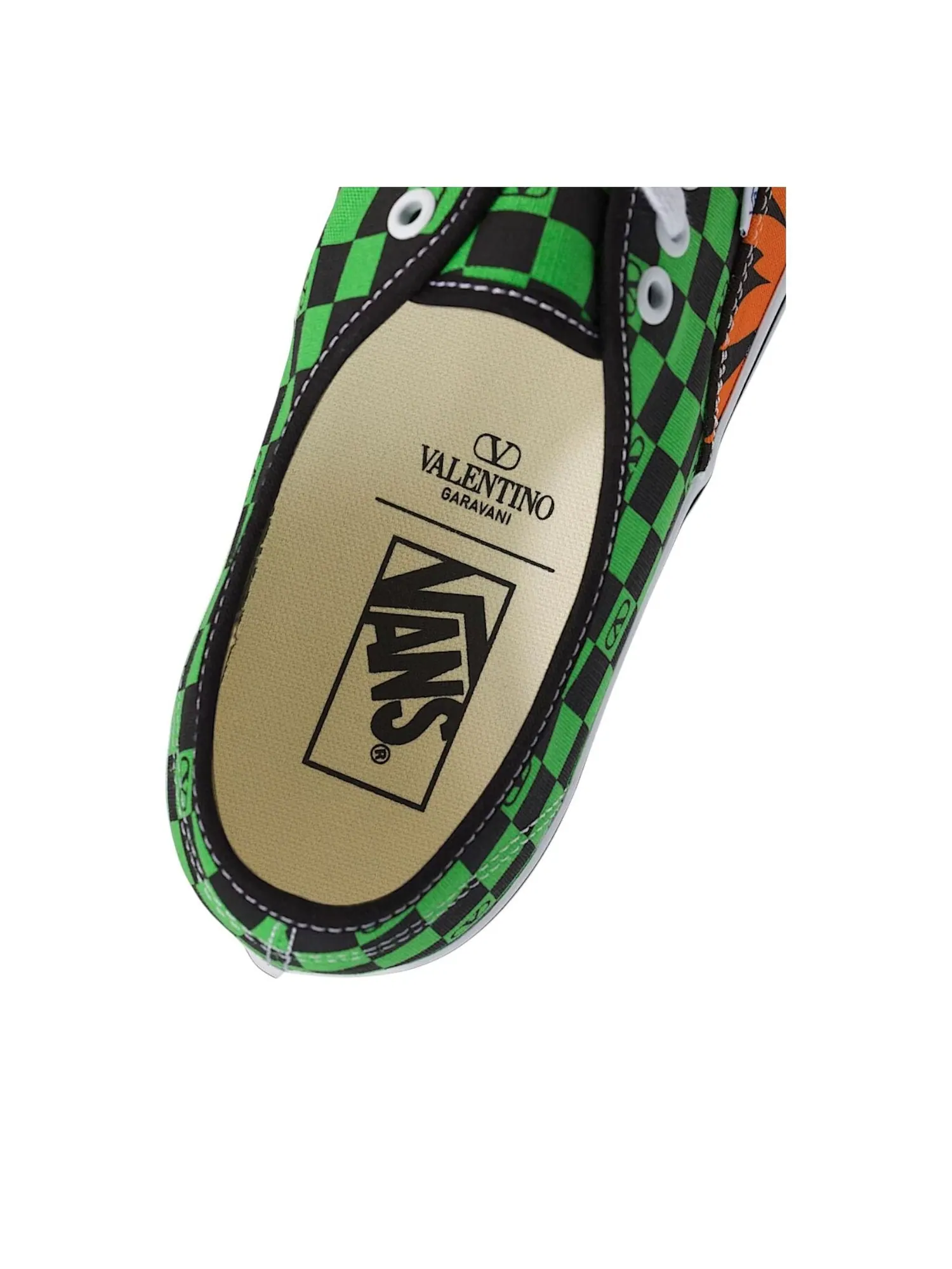 Vans x Valentino Garavani Authentic 'Checkerboard Tropical Leaves' — изображение 4 из 5, зеленый/оранжевый