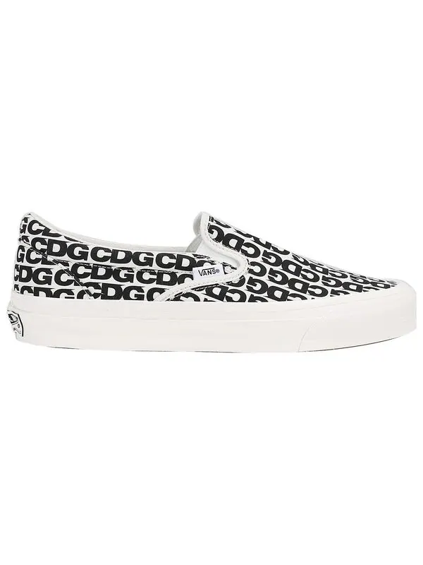 Кроссовки comme des garcons x og classic slip-on 'cdg print - blanc de blanc' Vans — изображение 3 из 4, белый/черный