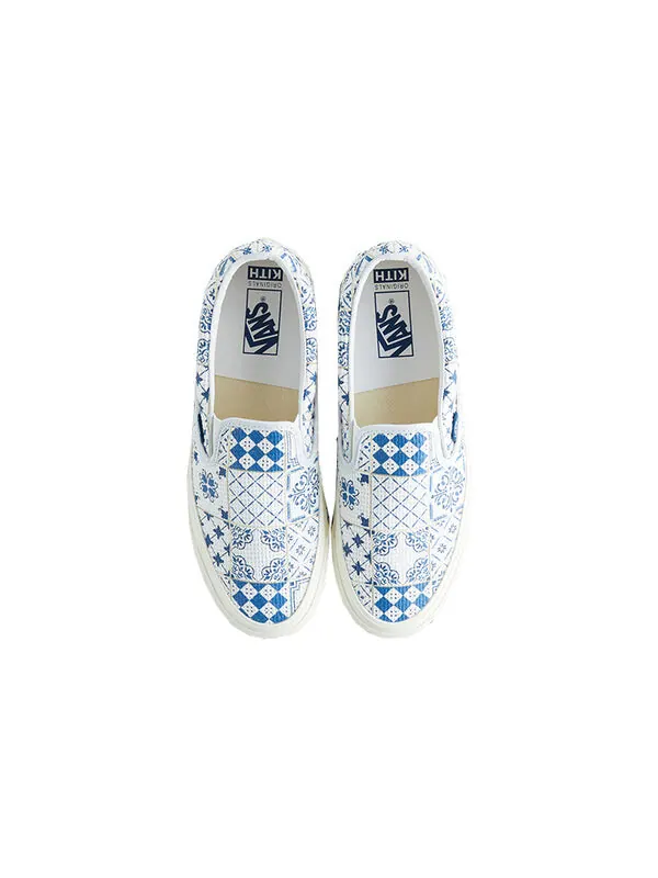 Кроссовки kith x og classic slip-on lx 'azulejo tile' Vans — изображение 4 из 4, синий/белый