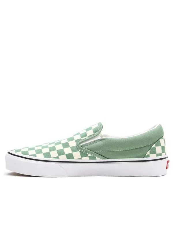 Кроссовки classic slip-on 'checkerboard - shale' Vans — изображение 1 из 4, зеленый