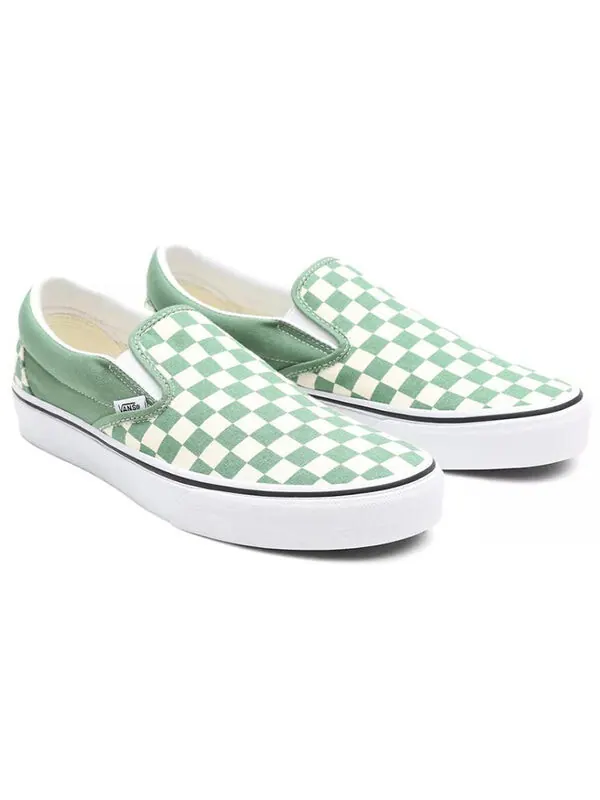 Кроссовки classic slip-on 'checkerboard - shale' Vans — изображение 3 из 4, зеленый