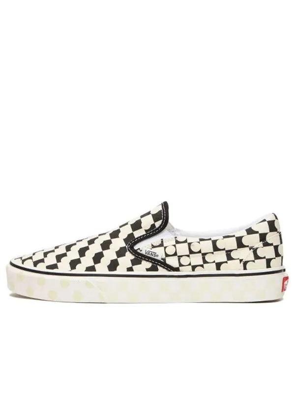 Кроссовки classic slip-on 'checkerboard - uv ink' Vans — изображение 1 из 4, черный/белый/зеленый