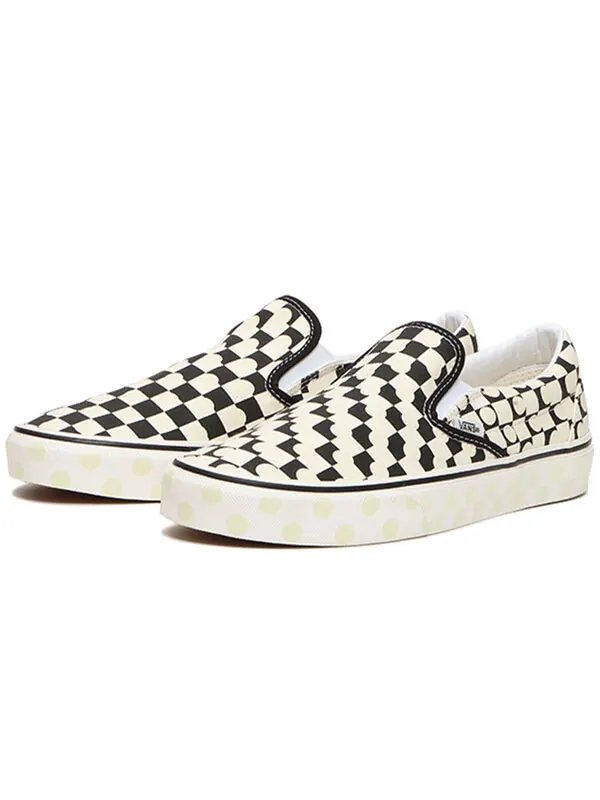Кроссовки classic slip-on 'checkerboard - uv ink' Vans — изображение 2 из 4, черный/белый/зеленый