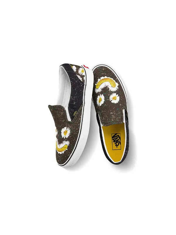 Кроссовки slip-on low-top canvas shoes black/green Vans — изображение 4 из 4, черный/коричневый