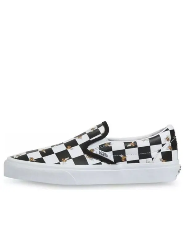 Кроссовки classic slip-on bee check 'black white' Vans — изображение 1 из 4, черный/белый